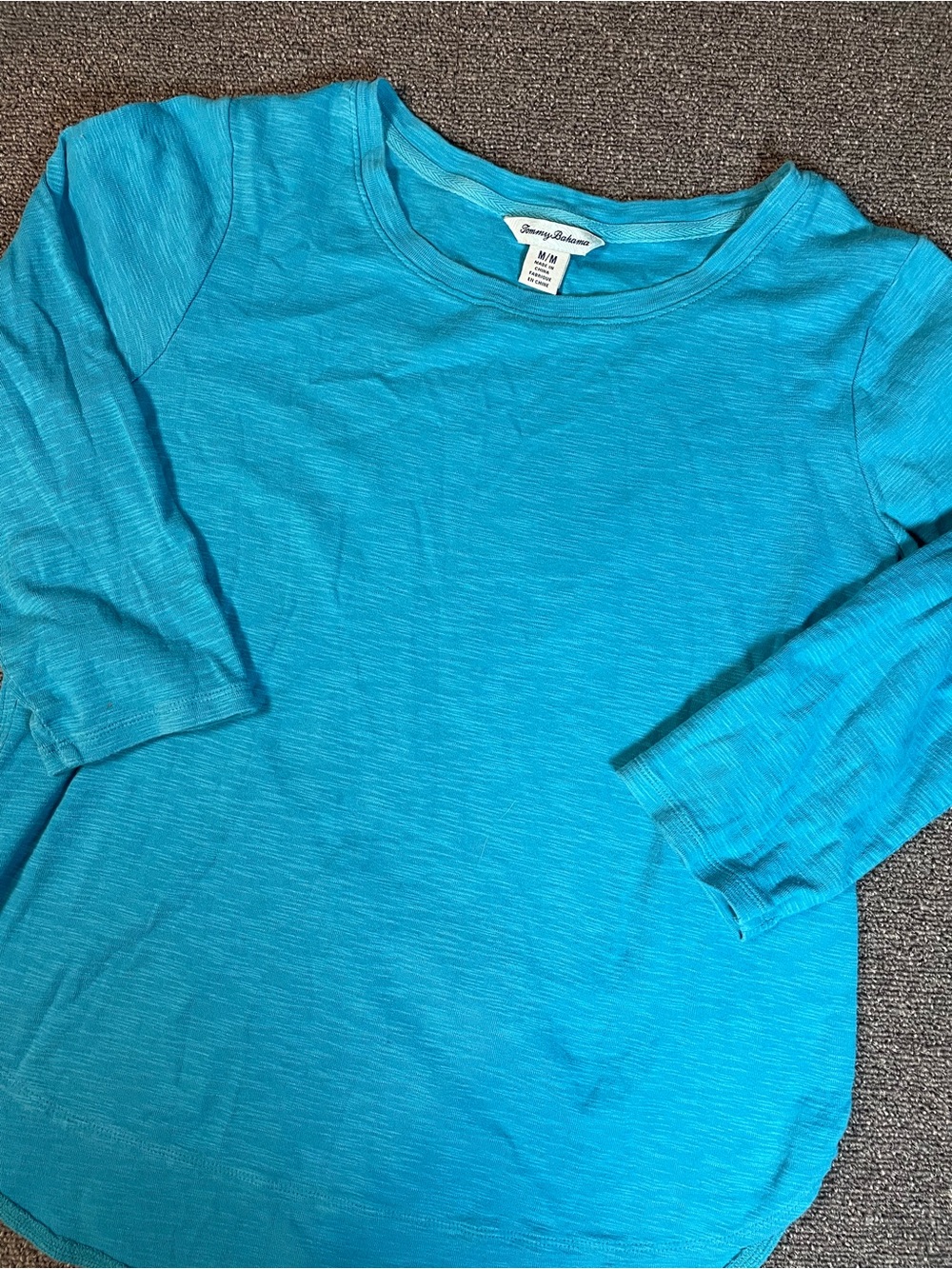 Tommy Bahama Blue 100% Cotton Scoop Neck T-Shirt Women's Medium M